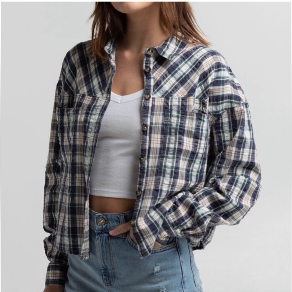 BDG URBAN OUTFITTERS Puckered Plaid Crop Shirt NWT Medium